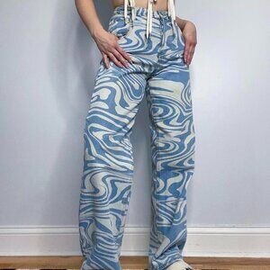 Tiger Mist Sergio Swirl Print High Rise Baggy Jeans